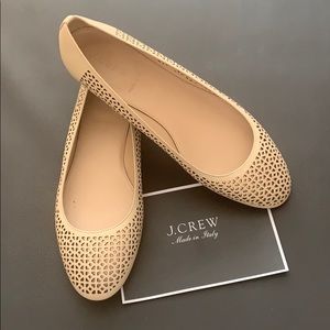 J. Crew Leather Perforated Ballet Flats - Italy